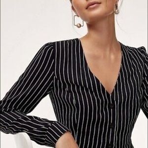 Wilfred Navy Pinstripe Sabina Top